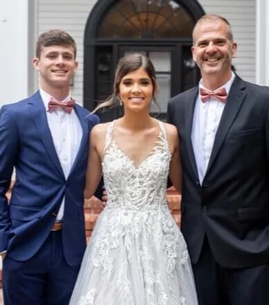 Ron, Gio, and Emilee together at Emilee's wedding