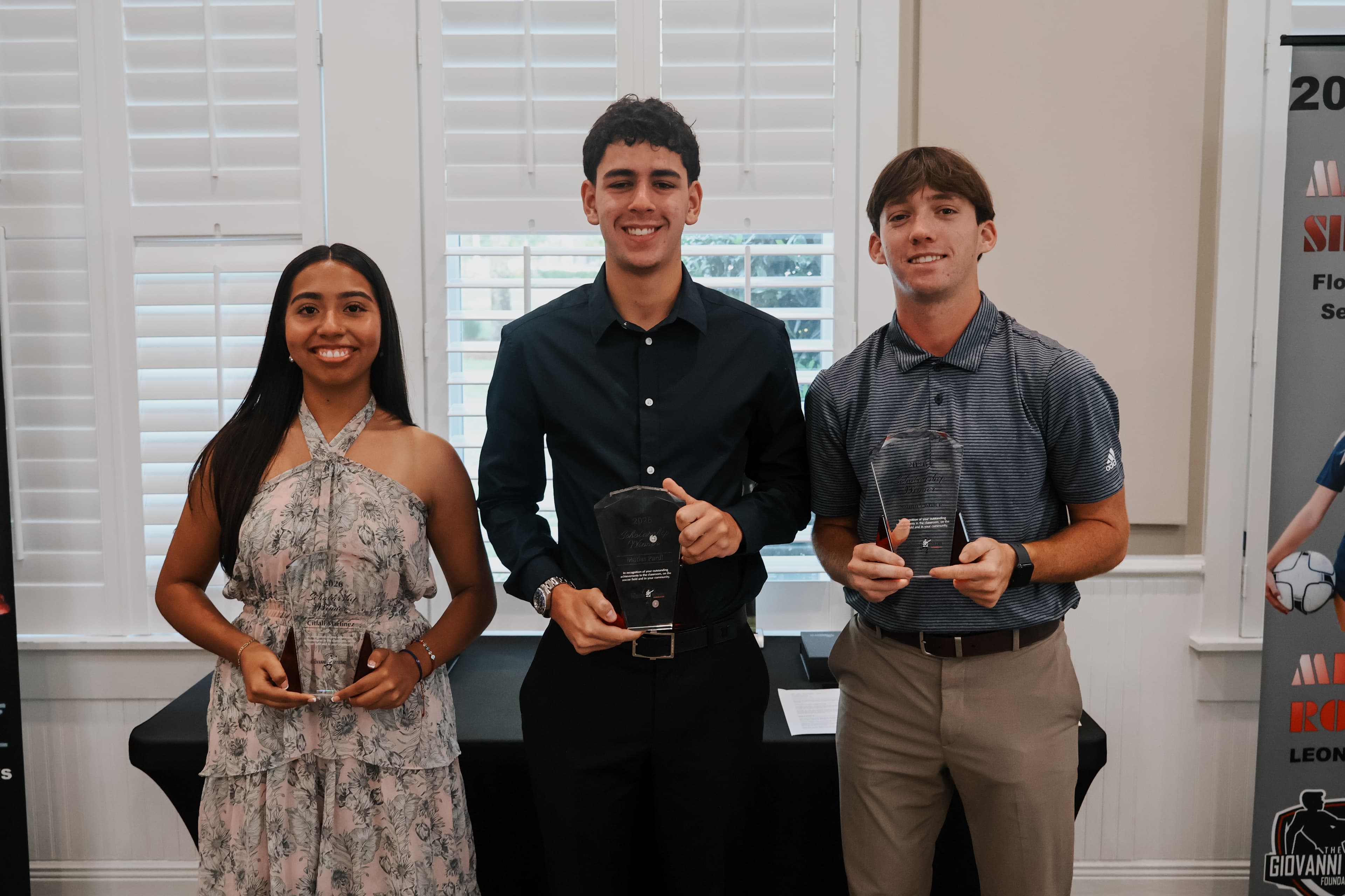 Matias Pardi, Citlali Martinez, and Sam Bruce, the Giovanni Vitrano Foundation's most recent scholarship winners, together